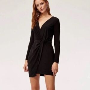 Babaton Aritzia Jeff Long Sleeve Black Dress in Black